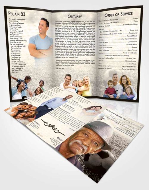 Obituary Template Trifold Brochure Tranquil Soccer Journey