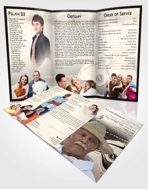 Obituary Template Trifold Brochure Tranquil Soccer Life
