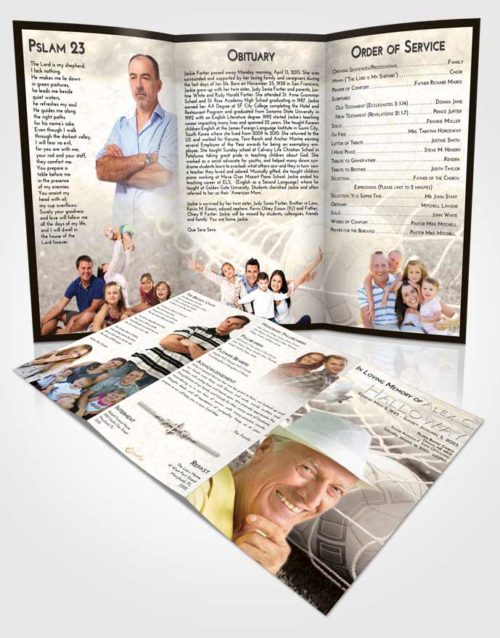 Obituary Template Trifold Brochure Tranquil Soccer Pride