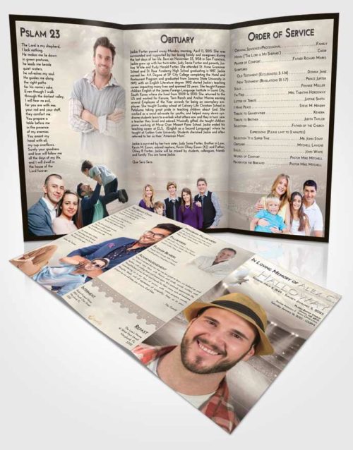 Obituary Template Trifold Brochure Tranquil Soccer Stadium