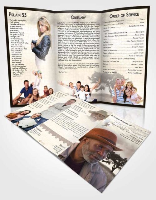 Obituary Template Trifold Brochure Tranquil Solumn Tree