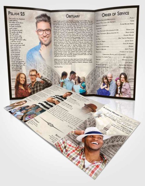 Obituary Template Trifold Brochure Tranquil Stairway of Love