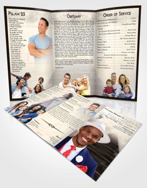 Obituary Template Trifold Brochure Tranquil Stairway to Eternity