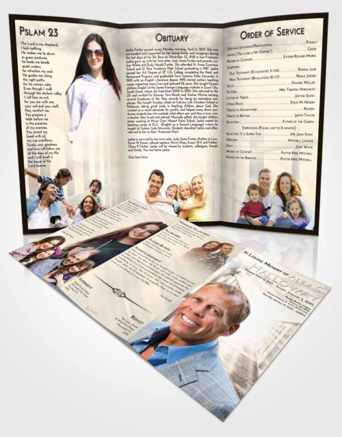 Obituary Template Trifold Brochure Tranquil Stairway to Faith