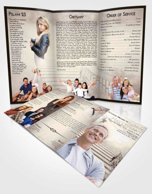 Obituary Template Trifold Brochure Tranquil Stairway to Freedom