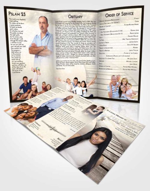 Obituary Template Trifold Brochure Tranquil Stairway to Life