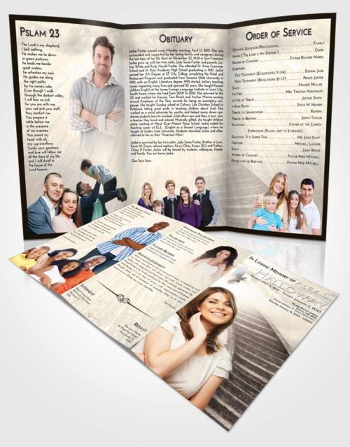 Obituary Template Trifold Brochure Tranquil Stairway to Magnificence