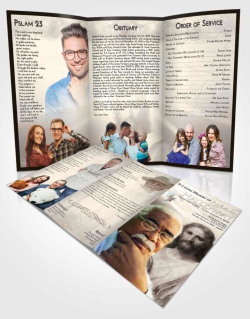 Obituary Template Trifold Brochure Tranquil Star of Jesus