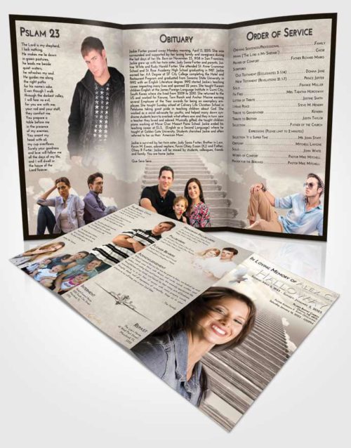 Obituary Template Trifold Brochure Tranquil Steps to Heaven