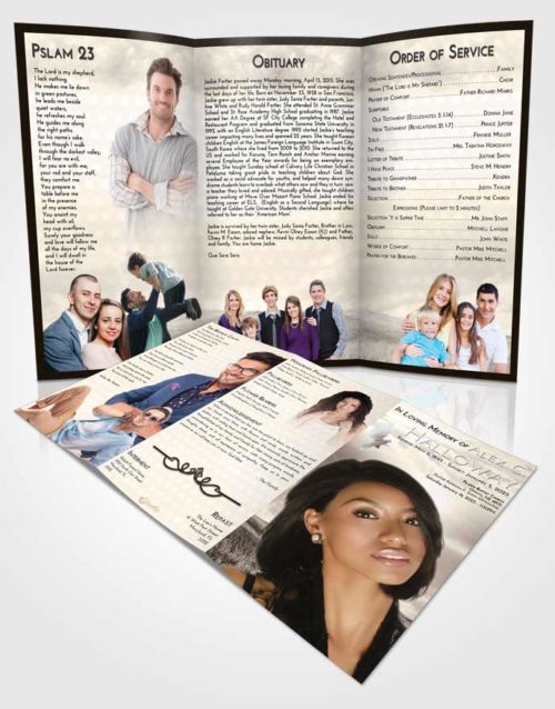 Obituary Template Trifold Brochure Tranquil Summer Fields