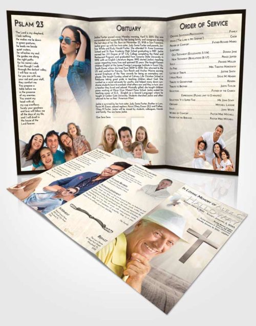 Obituary Template Trifold Brochure Tranquil The Cross of Life