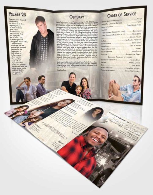 Obituary Template Trifold Brochure Tranquil Trucker Dreams