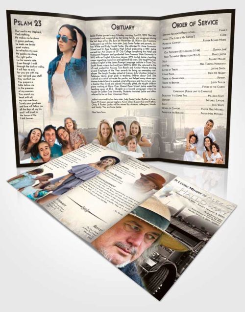 Obituary Template Trifold Brochure Tranquil Trucker Drive