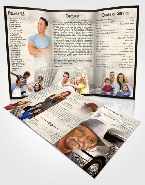Obituary Template Trifold Brochure Tranquil Trucker Hours