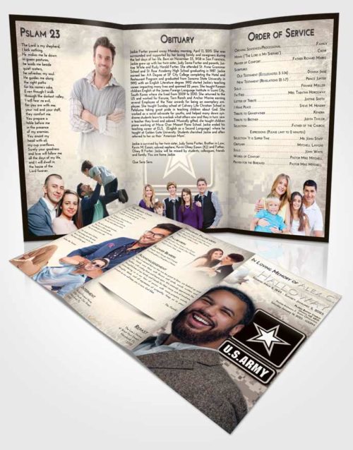 Obituary Template Trifold Brochure Tranquil United States Army