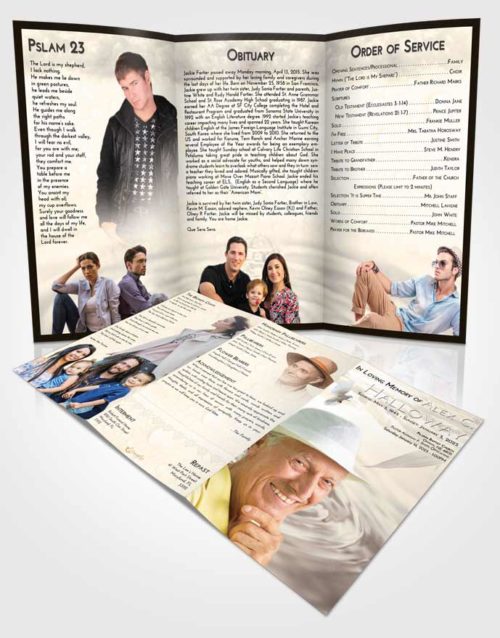 Obituary Template Trifold Brochure Tranquil Water Droplet