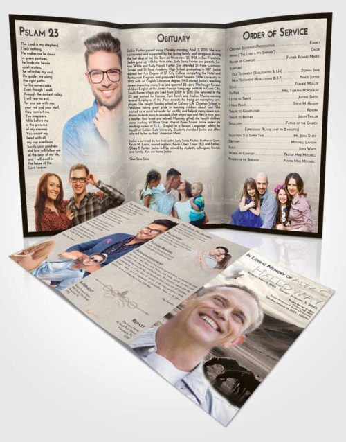 Obituary Template Trifold Brochure Tranquil Watering Hole