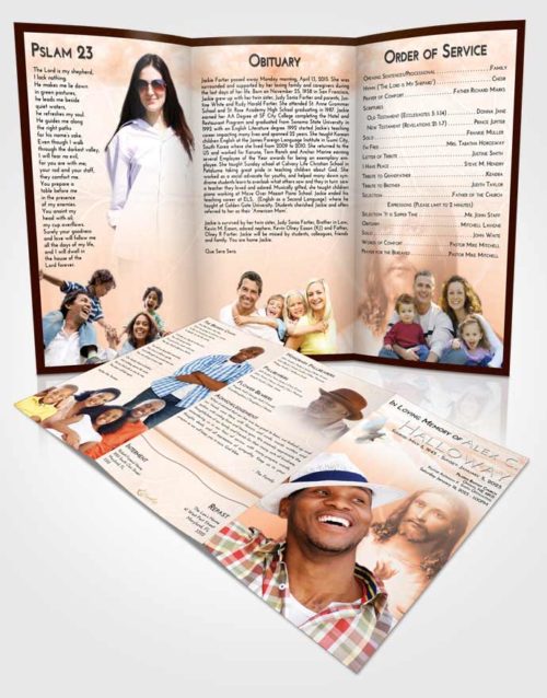 Obituary Template Trifold Brochure Vintage Jesus Love
