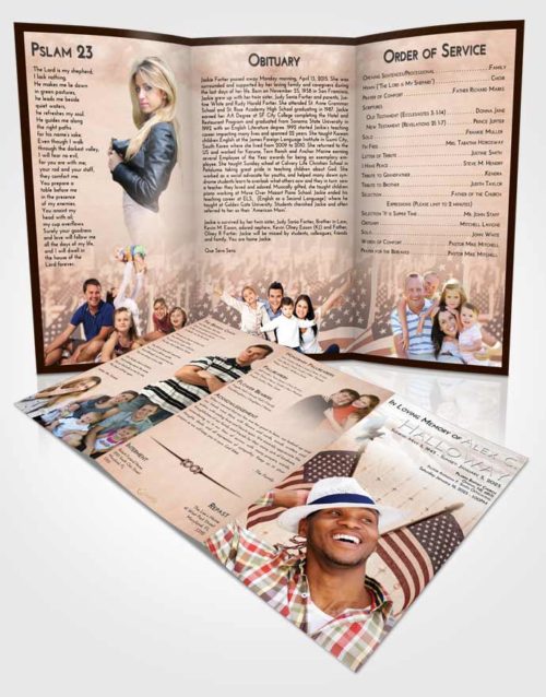 Obituary Template Trifold Brochure Vintage Love American Justice