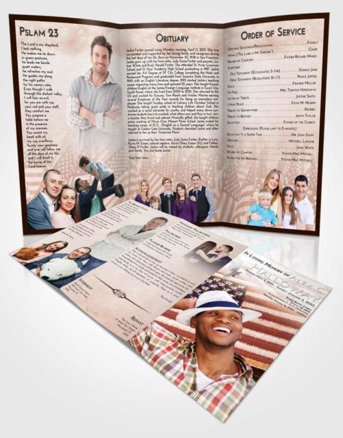 Obituary Template Trifold Brochure Vintage Love Army Days