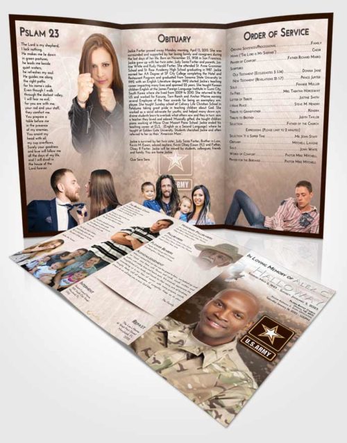 Obituary Template Trifold Brochure Vintage Love Army Duty
