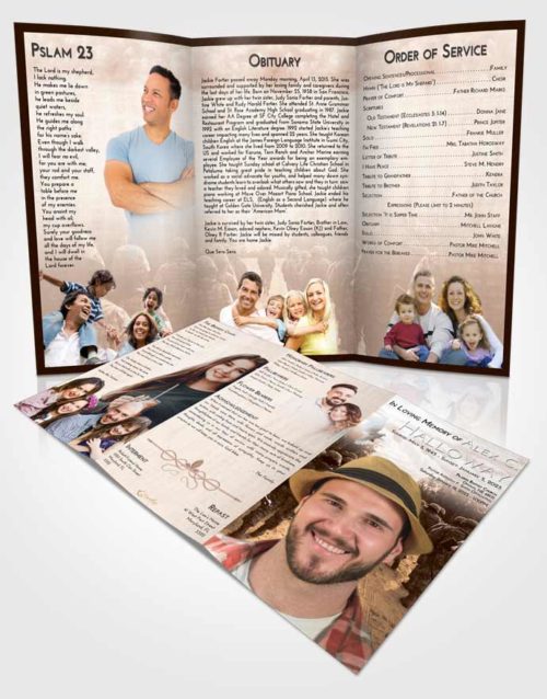 Obituary Template Trifold Brochure Vintage Love Army March