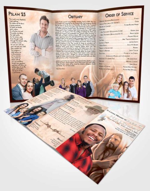 Obituary Template Trifold Brochure Vintage Love Faith in Jesus