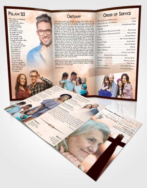 Obituary Template Trifold Brochure Vintage Love Faith in the Cross
