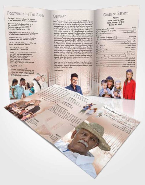 Obituary Template Trifold Brochure Vintage Love Gates to Heaven