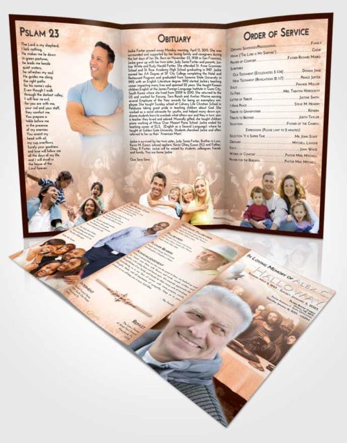 Obituary Template Trifold Brochure Vintage Love Jesus Last Supper