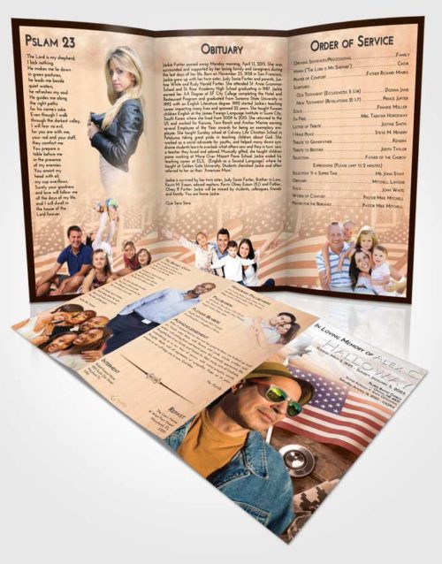 Obituary Template Trifold Brochure Vintage Love Military Medical