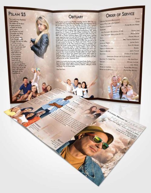 Obituary Template Trifold Brochure Vintage Love Rocky Gates to Heaven