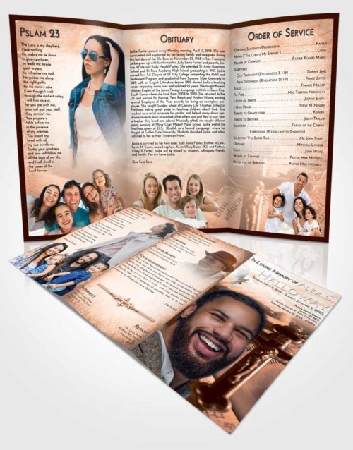 Obituary Template Trifold Brochure Vintage Love Rosary Trust