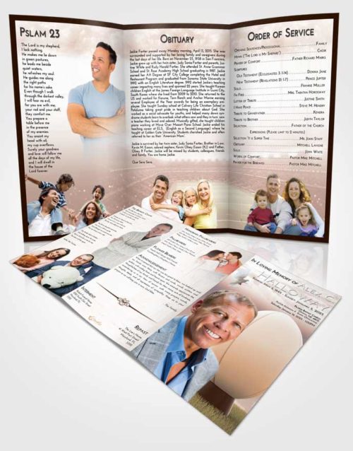 Obituary Template Trifold Brochure Vintage Love Rugby Honor