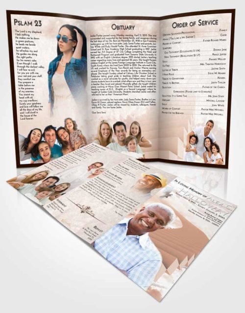 Obituary Template Trifold Brochure Vintage Love Stairway to Divinity