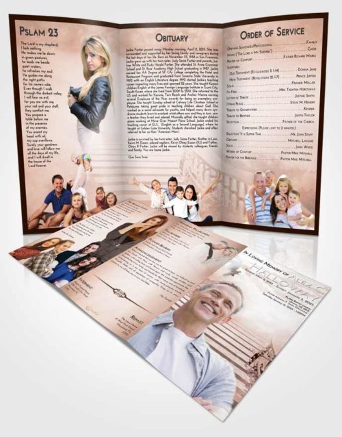 Obituary Template Trifold Brochure Vintage Love Stairway to Freedom