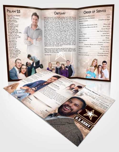 Obituary Template Trifold Brochure Vintage Love United States Army
