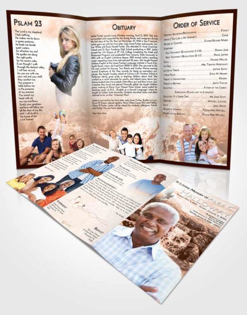 Obituary Template Trifold Brochure Vintage Love Waterfall Masterpiece