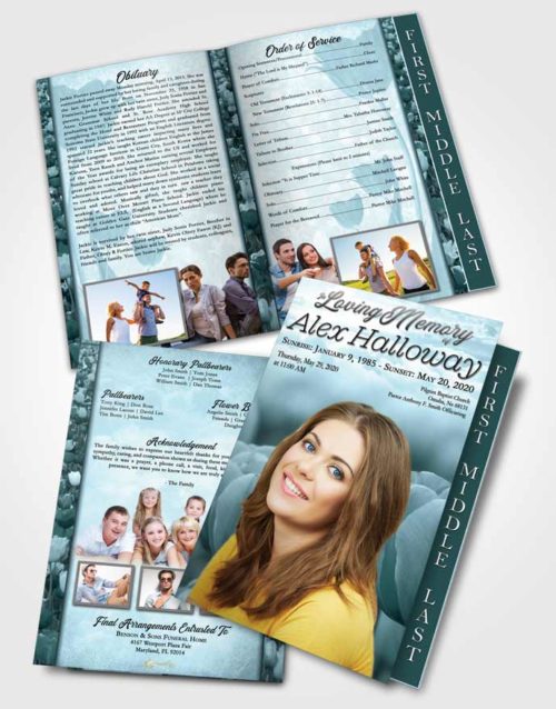 2 Page Graduated Step Fold Funeral Program Template Brochure Peaceful Tulip Surprise