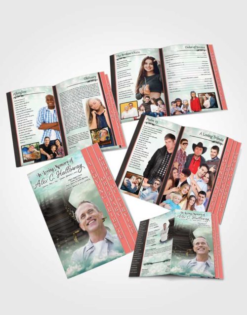 4 Page Grad Obituary Template Brochure Heavens Ambient Stairway