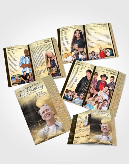 4 Page Grad Obituary Template Brochure Heavens Pacific Stairway