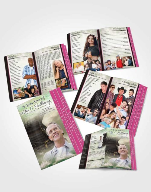 4 Page Grad Obituary Template Brochure Heavens Restful Stairway