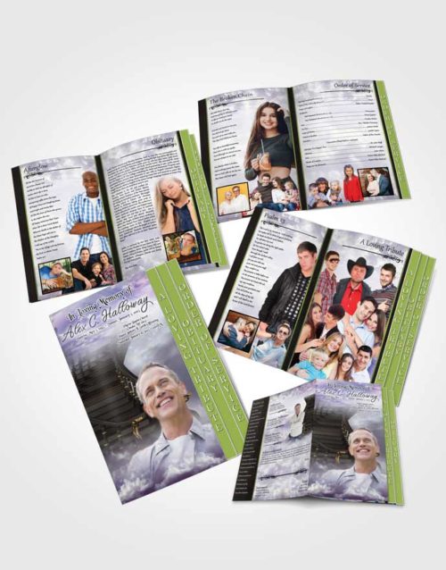 4 Page Grad Obituary Template Brochure Heavens Serene Stairway