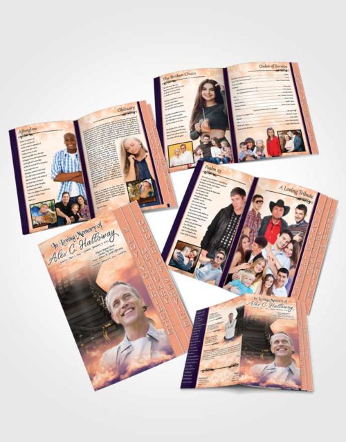 4 Page Grad Obituary Template Brochure Heavens Smooth Stairway