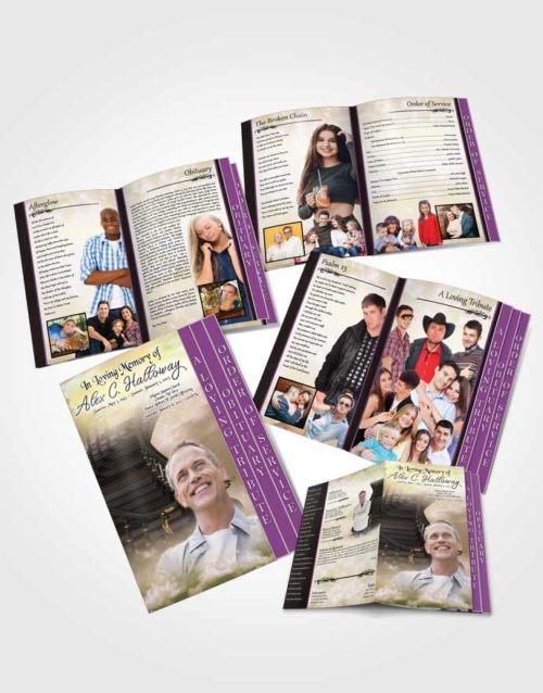 4 Page Grad Obituary Template Brochure Heavens Tranquil Stairway