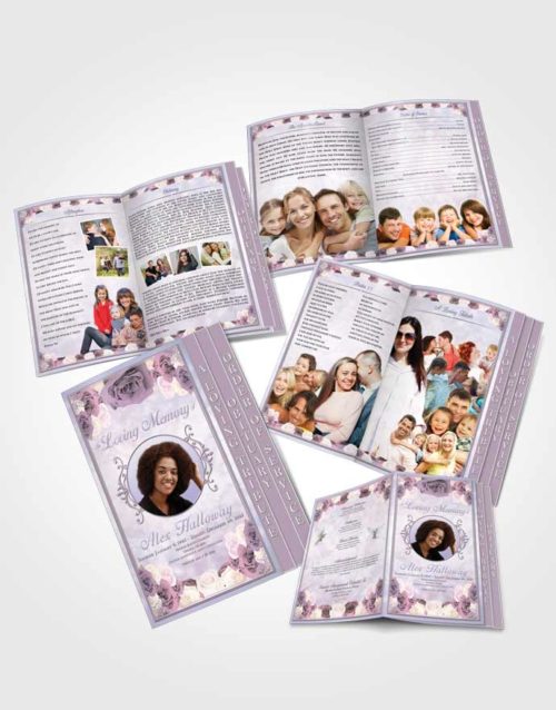 4 Page Grad Obituary Template Brochure Humble Classy Rose Bouquet