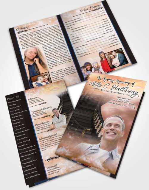 Bifold Order Of Service Obituary Template Brochure Heavens Natural Stairway