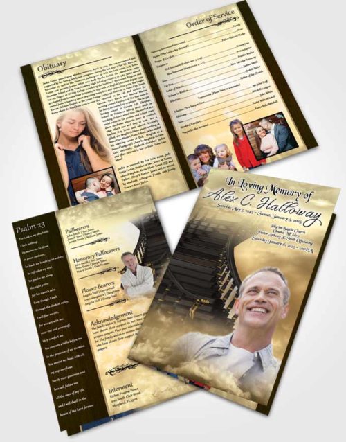 Bifold Order Of Service Obituary Template Brochure Heavens Pacific Stairway