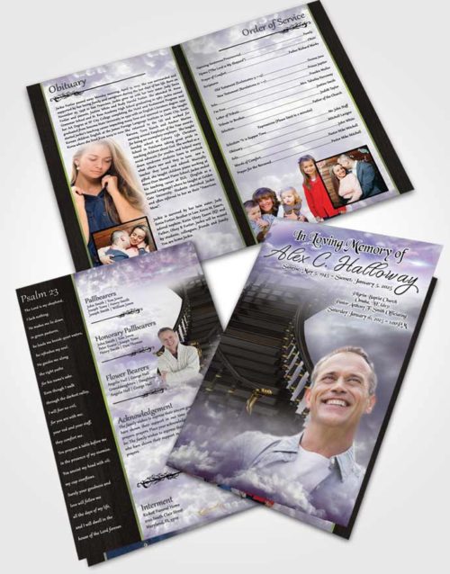 Bifold Order Of Service Obituary Template Brochure Heavens Serene Stairway