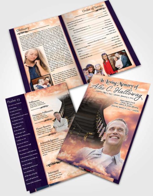 Bifold Order Of Service Obituary Template Brochure Heavens Smooth Stairway